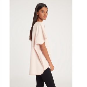 Cuyana Oversized Baby Alpaca Poncho Sweater, Blush, Petite